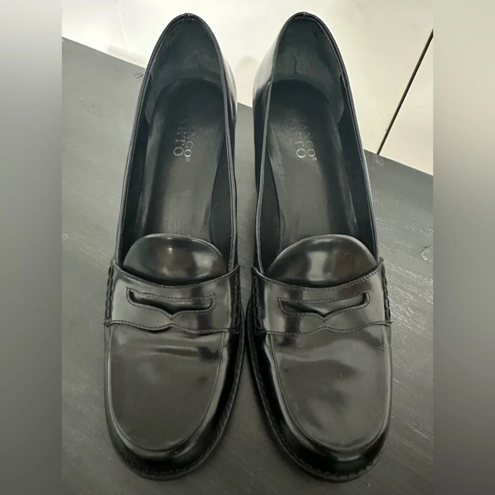 Franco Sarto black slip-on penny loafers